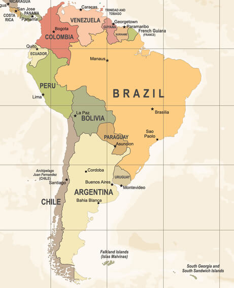 map wild cats south america