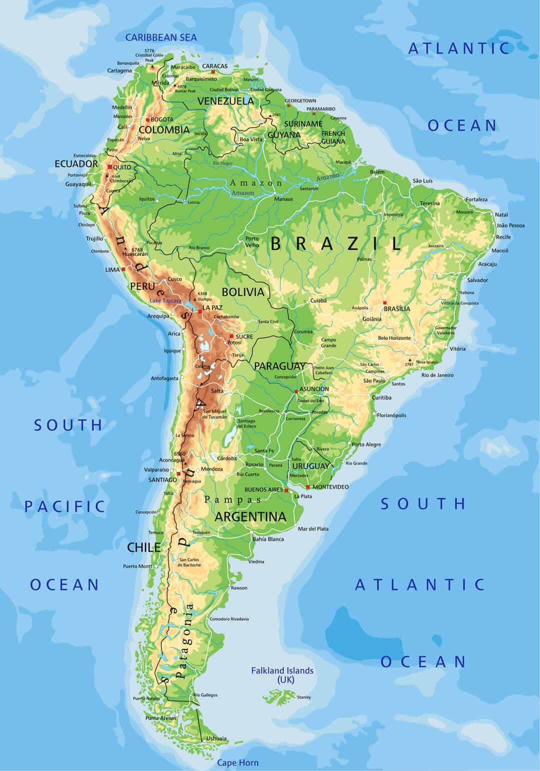 map of South America