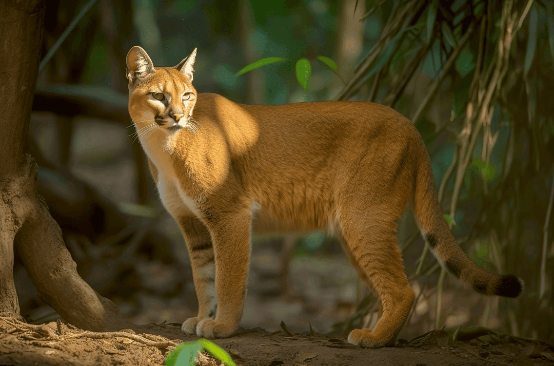 african golden cat in a forest