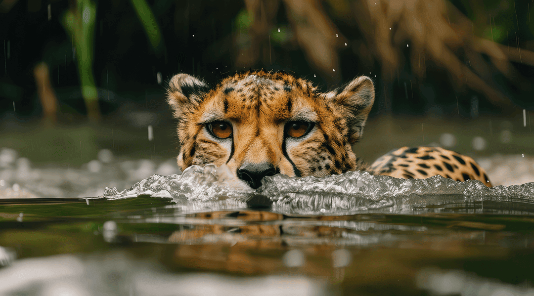 A cheetah swimming