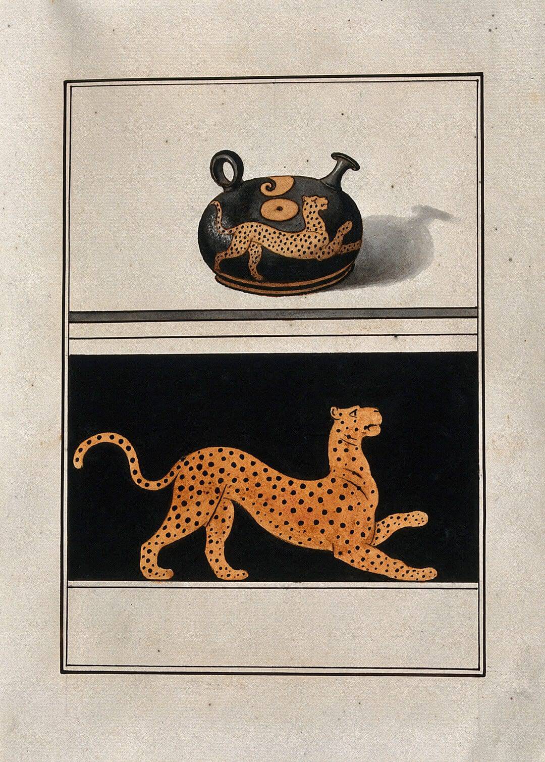 A Greek pouring vessel with a leopard