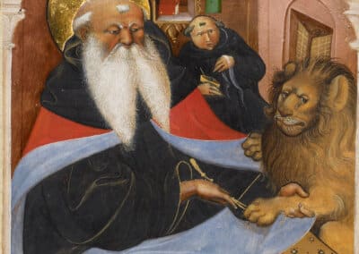 Saint Jerome extracting a thorn from a lion 15th Century