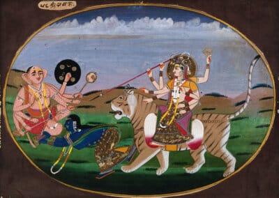 The Hindu goddess Durga seated on a tiger