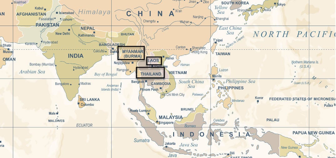 map of myanmar thailand and laos