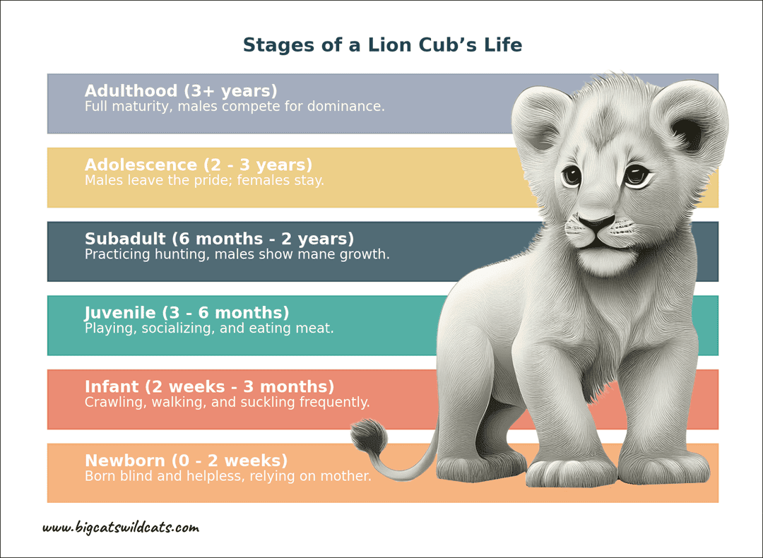 infographic - lion cub life stages