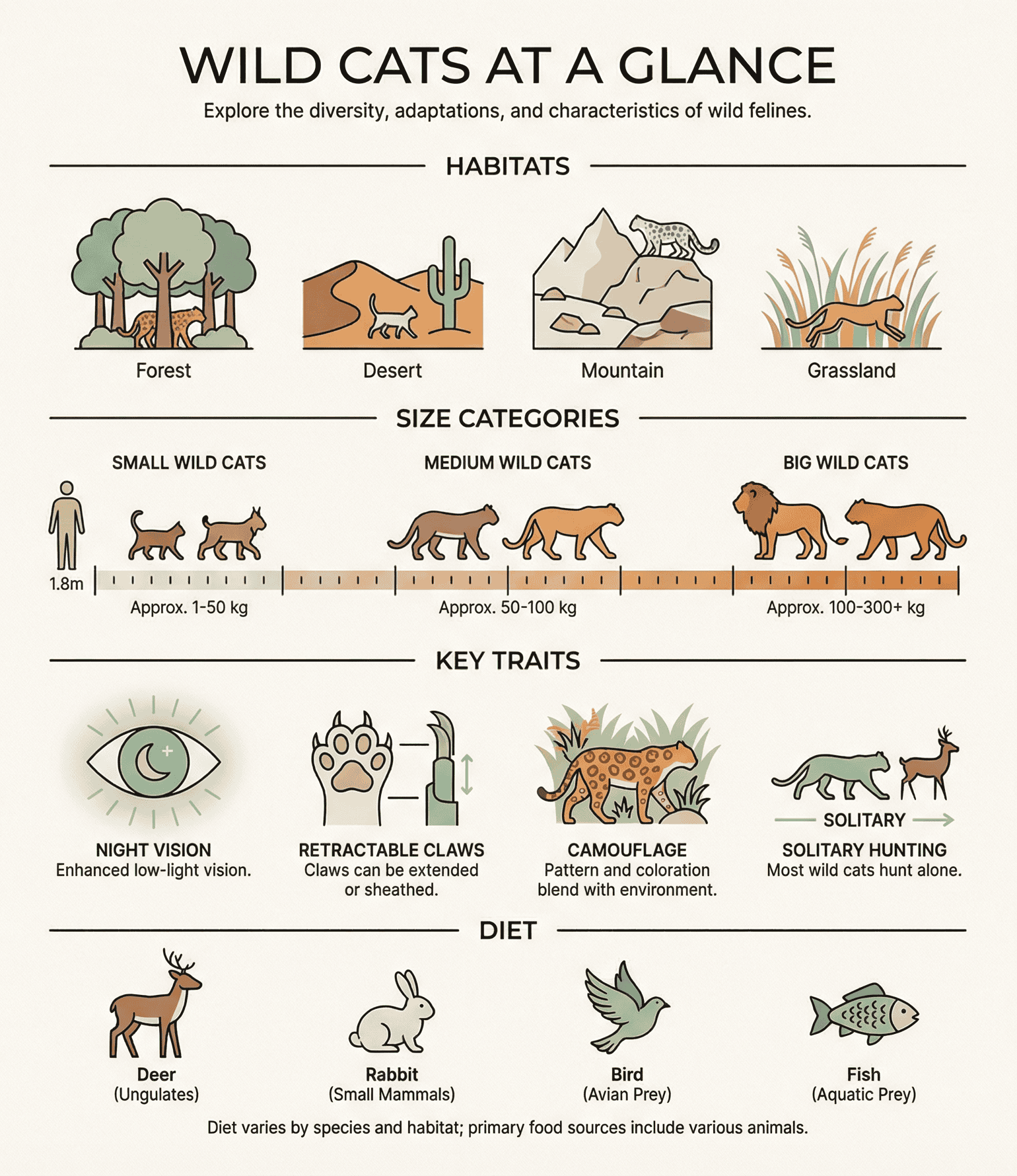 infographic - wild cats at a glance